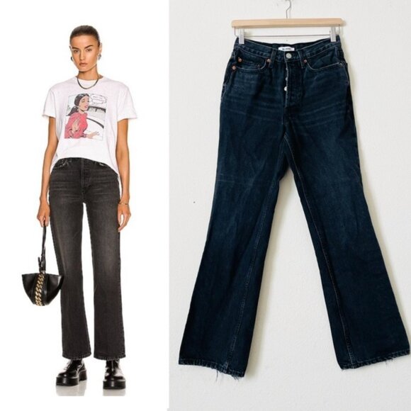 RE/DONE SIZE 26 Originals 70s Bootcut high rise jeans in black 2 - Picture 1 of 6